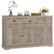 Homfa Sideboard Storage Cabinet with 3 Drawers & 3 Doors, 53.54'' Wide Buffet Cabinet for Dining Room, Gray
