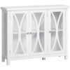 HOMCOM Modern Kitchen Sideboard, Buffet Cabinet with 2 Storage Cupboard, Glass Doors for Living Room, Bedroom, White