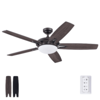 Prominence Home Clancy 52" Matte Black Ceiling Fan with 5 Blades, Integrated LED Light Kit, Remote & Reverse Airflow