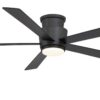 Fanimation Studio Collection AireHug 60-in Matte Black Color-changing LED Indoor Flush Mount Ceiling Fan with Light Remote (5-Blade)