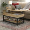Sauder Steel River Lift Top Coffee Table with Shelf & Storage, Milled Mesquite Finish