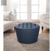 Better Homes & Gardens Round Tufted Storage Ottoman with Nailheads, Navy