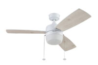 Honeywell Barcadero 44" White Modern Ceiling Fan with 3 Blades, LED Light Kit, Pull Chains & Reverse Airflow