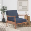 Better Homes & Gardens Mid Century Solid Wood Reclining Accent Chair with Upholstered Seat, Blue