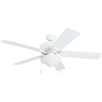Honeywell Belmar 52" White Indoor/Outdoor Ceiling Fan with 5 Blades, Light Kit, Pull Chains & Reverse Airflow