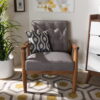 Samu Mid-Century Retro Modern Grey Fabric Upholstered Wooden Lounge Chair by Bellamy Studios