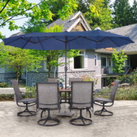 MF Studio 13 ft Large Patio Umbrella Double sided Outdoor Market Umbrella Navy Blue