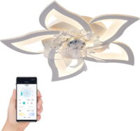 27.2" Smart Ceiling Fan with Lights Remote APP Control, Modern Flush Mount Bladeless Ceiling Fan, 3 Color 6 Speeds Low Profile Ceiling Fan