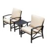 Top Home Space 3-Piece Off-white Bistro Patio Set with Off-white Cushions