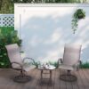 Teamson Home Patio Furniture 3-Piece Gray Woven Bistro Patio Set with Gray Textiline