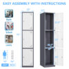 Fesbos Metal Locker 3 Lockable Door,71" Tall Steel Storage Cabinet for School Office Gym Home Employees Staff Sundries Room