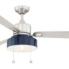 Fanimation Studio Collection Navy 52-in Brushed Nickel LED Indoor Ceiling Fan with Light (3-Blade)