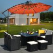 Clihome 10-ft 180g Water-proof Polyester Solar Powered Crank Cantilever Patio Umbrella