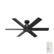 Hunter Kennicott 52-in Matte Black Indoor/Outdoor Downrod or Flush Mount Ceiling Fan Wall-mounted with Remote (6-Blade)