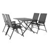 Mainstays Greyson Square Patio 5 Piece Folding Dining Set, Included 4 Chairs and 1 Table, Black