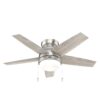 Hunter Alexander 44-in Brushed Nickel LED Indoor Flush Mount Ceiling Fan with Light (5-Blade)