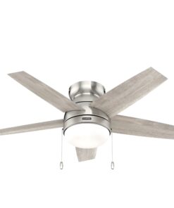 Hunter Alexander 44-in Brushed Nickel LED Indoor Flush Mount Ceiling Fan with Light (5-Blade)