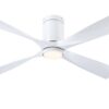 Fanimation Studio Collection AireFlush 52-in Matte White Color-changing LED Indoor/Outdoor Flush Mount Ceiling Fan with Light Remote (4-Blade)