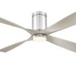 Fanimation Studio Collection AireFlush 52-in Brushed Nickel Color-changing LED Indoor/Outdoor Flush Mount Ceiling Fan with Light Remote (4-Blade)