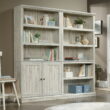 Sauder 5-Shelf Bookcase with 2 Doors, White Plank Finish