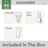 Hunter Alexander 44-in Brushed Nickel LED Indoor Flush Mount Ceiling Fan with Light (5-Blade)