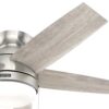 Hunter Alexander 44-in Brushed Nickel LED Indoor Flush Mount Ceiling Fan with Light (5-Blade)
