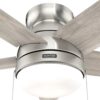 Hunter Alexander 44-in Brushed Nickel LED Indoor Flush Mount Ceiling Fan with Light (5-Blade)