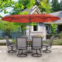 MF Studio 13 ft Large Patio Umbrella Double sided Outdoor Market Umbrella Orange Red
