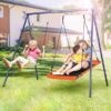Swing Sets for Backyard, Heavy Duty A Frame 2 Seat Metal Swing Stand Set for Kids and Adults