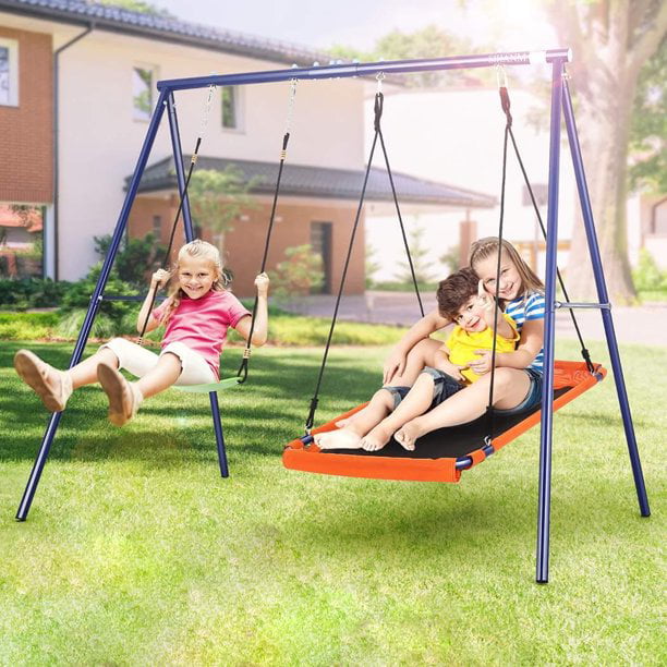 440lbs Heavy Duty A-Frame Metal Swing Stand with Saucer Swing
