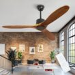 DingLiLighting 52-inch Wood Ceiling Fan with Remote Control, Indoor 3-Blade Modern Propeller Ceiling Mount Fan, with Adjustable Speeds, Timing, No light