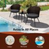 WELLFOR 3-Piece Brown Bistro Patio Set with Gray Cushions