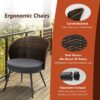WELLFOR 3-Piece Brown Bistro Patio Set with Gray Cushions