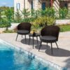 WELLFOR 3-Piece Brown Bistro Patio Set with Gray Cushions