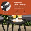 WELLFOR 3-Piece Brown Bistro Patio Set with Gray Cushions