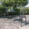 Nuu Garden 3-Piece Cast Aluminum Outdoor Bistro Set in Black
