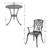 Nuu Garden 3-Piece Cast Aluminum Outdoor Bistro Set in Black