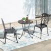 Nuu Garden 3-Piece Cast Aluminum Outdoor Bistro Set in Black