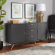 Baxton Studio Kelson Modern and Contemporary Dark Grey and Gold Finished Wood 2-Door Sideboard Buffet