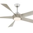 Fanimation Studio Collection Radius 60-in Brushed Nickel Color-changing LED Indoor/Outdoor Ceiling Fan with Light Remote (5-Blade)