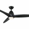 Fanimation Studio Collection Prop 52-in Black Color-changing LED Indoor/Outdoor Propeller Ceiling Fan with Light Remote (3-Blade)