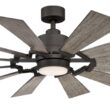 Fanimation Studio Collection Kindred 60-in Matte Greige Color-changing LED Indoor/Outdoor Ceiling Fan with Light Remote (12-Blade)