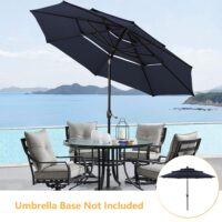 Clihome 10-ft Navy Blue Auto-tilt Market Patio Umbrella