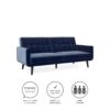 Better Homes & Gardens Nola Modern Futon, Blue Velvet