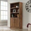 Sauder 5-Shelf Bookcase with 2 Doors, Vintage Oak Finish