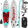 Fbsport Inflatable Stand Up Paddle Board 11 FT. SUP with Free Premium Accessories and Backpack, Non-Slip Deck Wood Grain Pattern, Mint Green