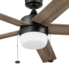 Better Homes & Gardens 52" Black Modern Integrated LED Ceiling Fan with 5 Blades, Light Kit, Pull Chains & Reverse Airflow