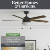 Better Homes & Gardens 52" Black Modern Integrated LED Ceiling Fan with 5 Blades, Light Kit, Pull Chains & Reverse Airflow