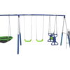 XDP Recreation All-Star Playground Metal Swing Set. Featuring Wave Slide, Space Rider, Swings, and Super Disc™ Swing
