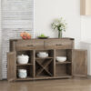 HOMCOM Farmhouse Coffee Bar Cabinet, Sideboard Buffet Cabinet Wine Cabinet with Drawers, Barn Style Doors, TV Stand up to 60 Inches, Wine Rack, Distressed Oak Brown HOMCOM Farmhouse Coffee Bar Cabinet, Sideboard Buffet Cabinet Wine Cabinet with Drawers, Barn Style Doors, TV Stand up to 60 Inches, Wine Rack, Distressed Oak Brown